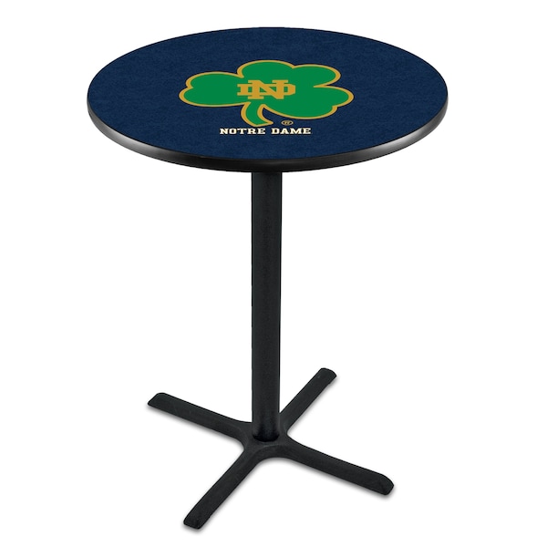 42" Blk Wrinkle Notre Dame Shamrock Pub Table, 36" dia. Top